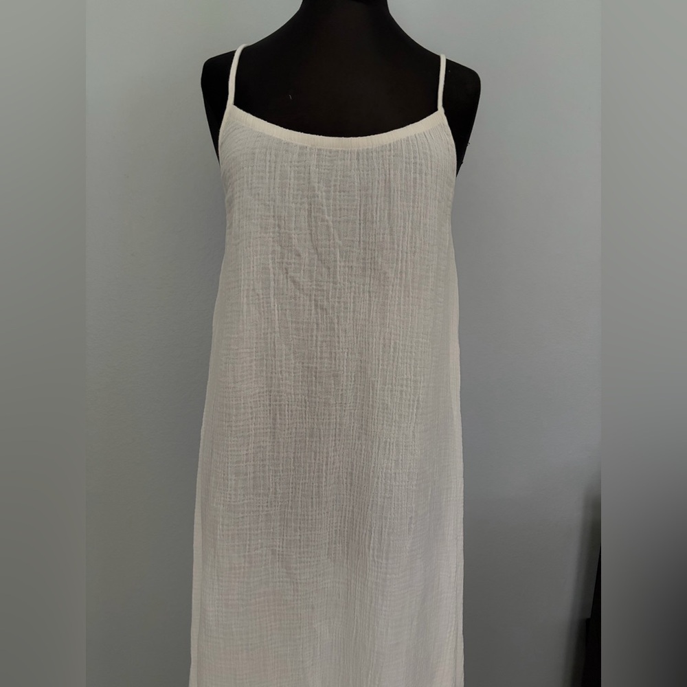 Eileen Fisher Cream Slip Dress with Thin Straps